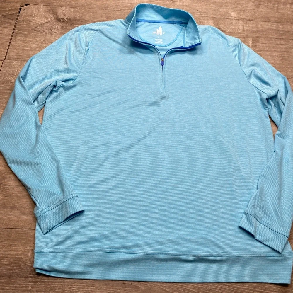 Johnnie-O Vaughn Quarter Zip Mens Large Baja Blue Striped Performance Pullover